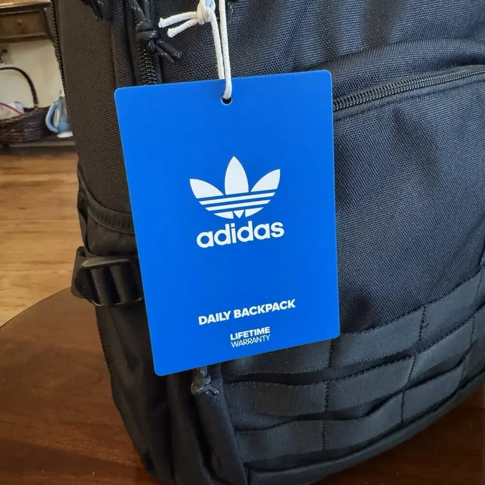 Adidas Originals Daily Backpack Black White Laptop Compartment school travel NWT